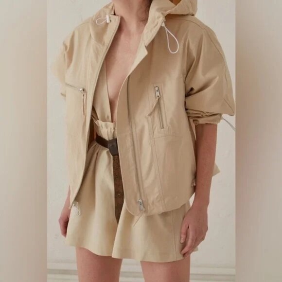 NWT | Thakoon Cotton Zip Up Jacket in Linen Tan Color Small - Picture 3 of 10